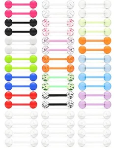 Prjndjw 48Pcs 14G 16mm 14MM Glow in Dark Tongue Nipple Ring Plastic Flexible ... - Picture 1 of 6