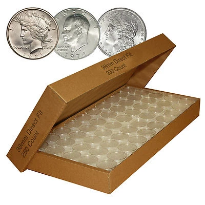 250 Direct-Fit Airtight H38 Coin Capsule Holder For MORGAN / PEACE / IKE DOLLARS