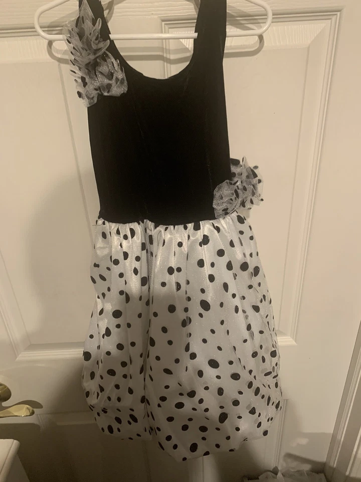 New Princess Paradise Polka Dot Witch Costume Child Size 8 Dress Headband W/ Hat - Image 1 of 4