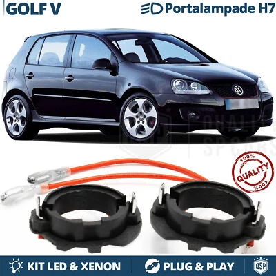 Coppia ADATTATORI Portalampada per VW GOLF 5 V 03-08 montaggio KIT LED xenon H7 - Immagine 1 di 4