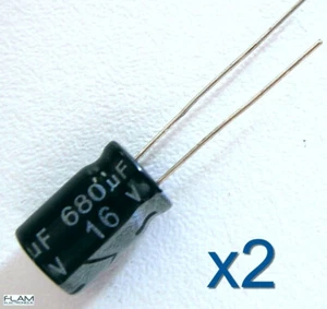 2x condensateur électrolytique 16V 680uF 2x Radial Aluminium Capacitor 8x12mm - Imagen 1 de 2