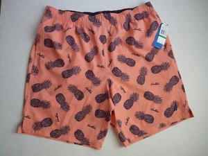Nautica Men's Large L Quick Dry Swimming Trunks Pale Coral Blue Pineapples NWT - Picture 1 of 9