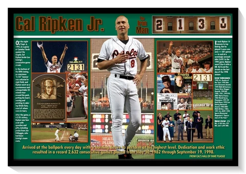 CAL RIPKEN JR. BREAKS LOU GEHRIG’S RECORD 19”x13” COMMEMORATIVE POSTER Cover