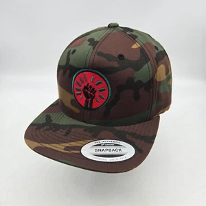 Black Raised Fist Snapback Hat Baseball Cap Woodland Camo Hip Hop Stay Strong - Picture 1 of 8