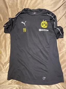 BVB Borussia Dortmund Trainingsshirt Trikot Puma Gr. L TV Staff Schwarz - Bild 1 von 4