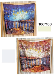 43 Zoll x 43 Zoll Sternennacht Druck reine Maulbeer Köper Seide doppelseitiger Schal 106 x 106 cm - Bild 1 von 9
