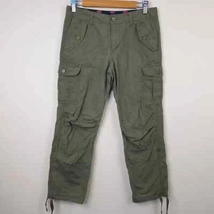 Dickies Vintage Cargo Pants Women's Khaki Green Tie Cuffs - UK Size 10 - Picture 1 of 10
