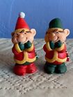 Hallmark Christmas Elves Salt And Pepper Shakers Vintage 70'S W/Stoppers