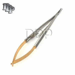 T/C CASTROVIEJO MICRO SURGERY NEEDLE HOLDER 8"CURVED TIP W/ TUNGSTEN CARBIDE INS - Picture 1 of 3