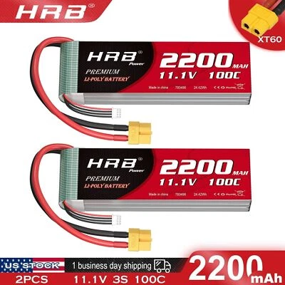 2x Batería HRB 11.1V 100C 2200mAh 3S Lipo XT60 para RC UAV Coche Turck Racing FPV Foto 1 de 4
