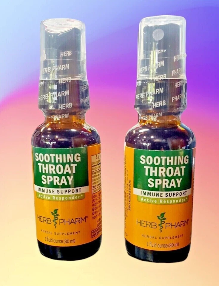 Лот из 2, Herb Pharm успокаивающий спрей для горла - иммунная поддержка, 1 унция каждый, 2 упаковки - Изображение 1 из 1