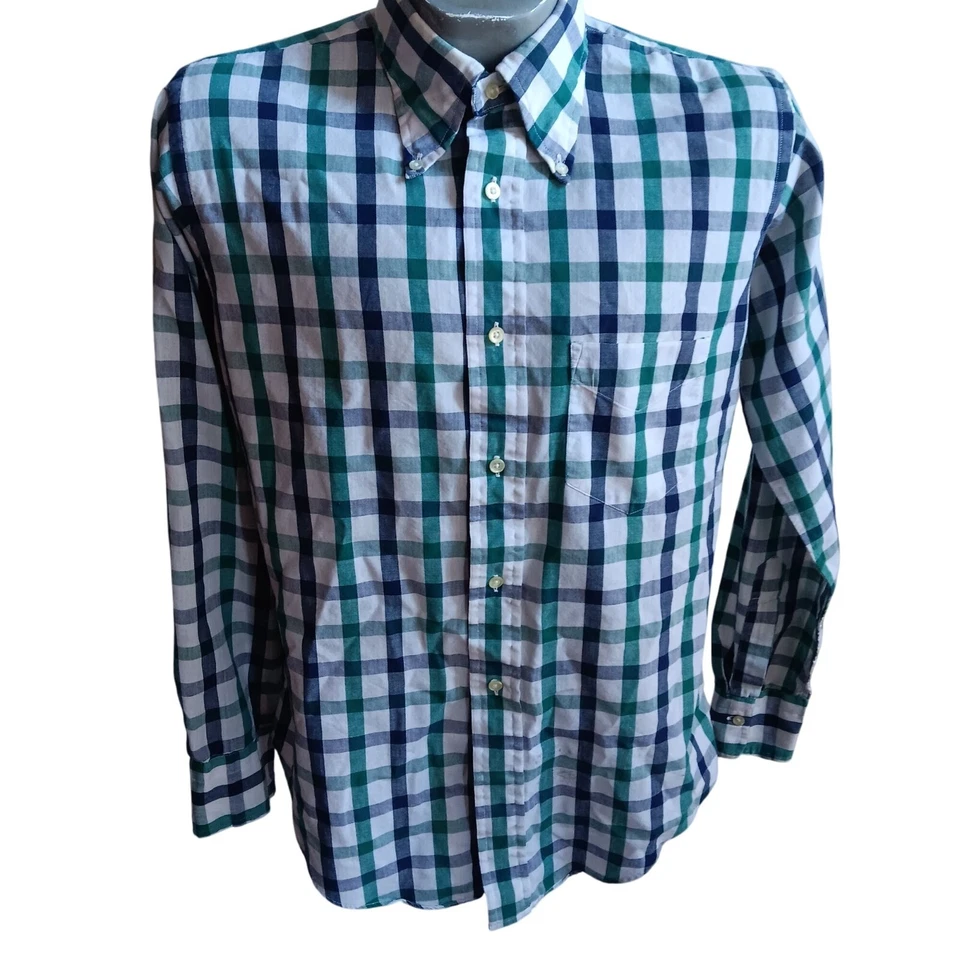Camisa Oxford vintage Gant para hombre verde y azul a cuadros con botones talla 16-35 mediana Foto 1 de 4