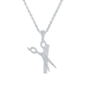 Barber Pendant 925 Sterling Silver 1/5Ct Round Cut Natural Diamond Pendant Men's - Picture 1 of 4