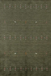 Alfombra Oriental Gabbeh verde lana hecha a mano 5x8 pies para dormitorio - Imagen 1 de 20