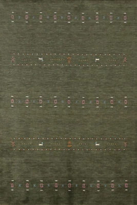 Alfombra Oriental Gabbeh verde lana hecha a mano 5x8 pies para dormitorio Foto 1 de 4