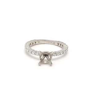 0.42 Carat Round Brilliant J VS1 Diamond Platinum Semi Mount Ring - Picture 1 of 7