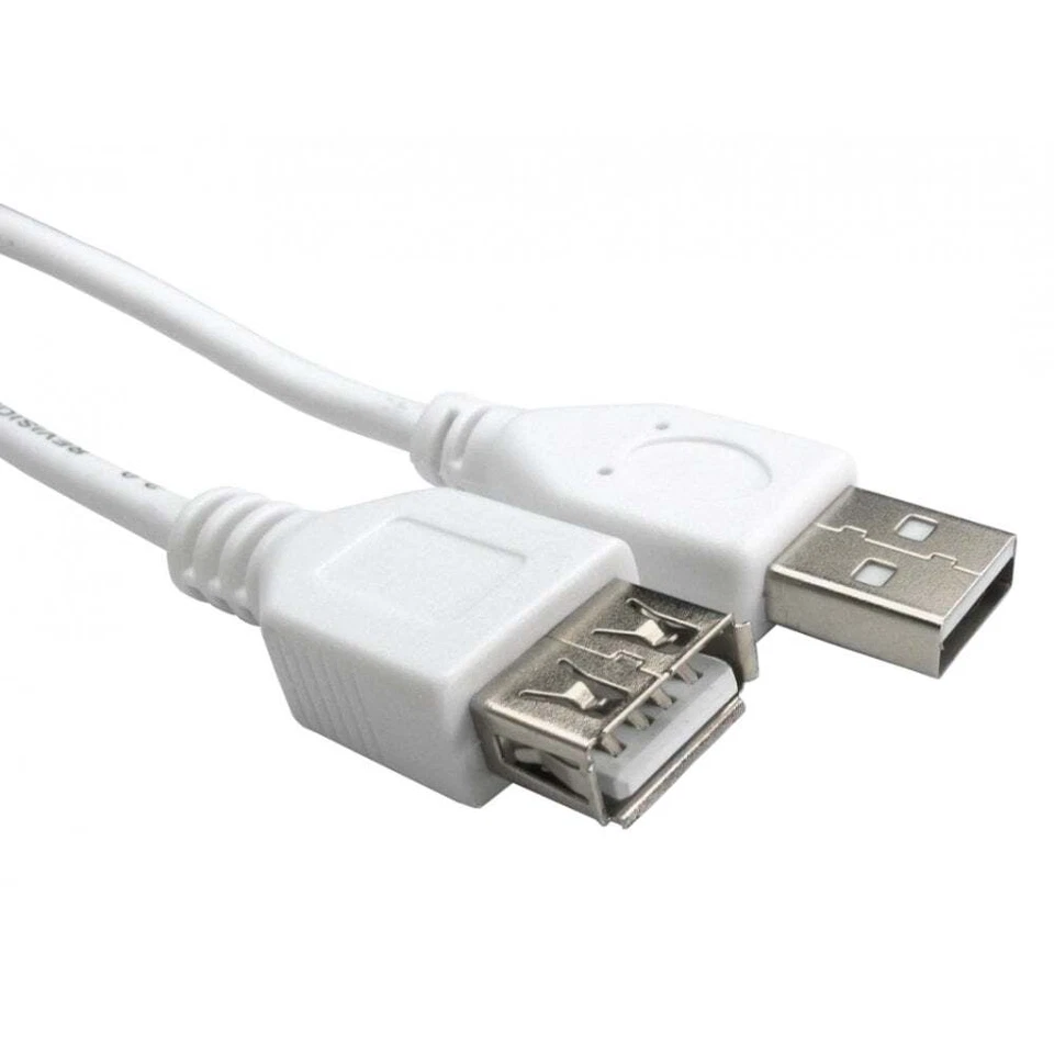 White USB Extension Cable 2.0 Male to Female High Speed Lead 12cm 25cm 1m 1.8m - Image 1 of 1