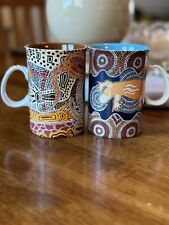 2 Australian Aboriginal Tobwabba Art Mug Platypus And Goannas Russel Saunders