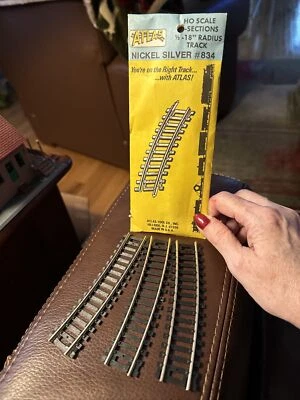 Atlas 834 Nickel Silver 1/2 - 18" RADIUS TRACK HO Scale 3 New Sections Open Pack - Image 1 of 3