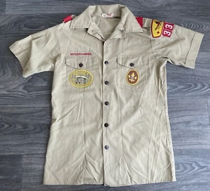 Boy Scouts VTG 70s Button Up Shirt Uniform Patched BSA The American USA Adult S - Picture 1 of 6