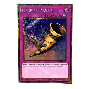 Horn of Heaven NM 1st Edition Gold Secret Rare PGL3-EN034 Yu-Gi-Oh! See Photos - Picture 1 of 3