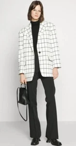 HUGO BOSS Women Oversized Jacket Blazer in Checked Stretch Size 10 NEW - Picture 1 of 8