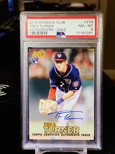 Trea Turner Gold RC Auto /25 Stadium Club PSA 8 POP 1 On Card Phillies 🔥HOT🔥 - Picture 1 of 3