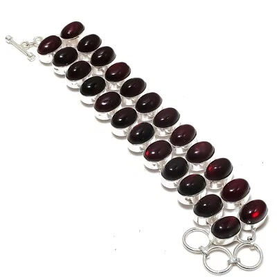 Red Flash Labradorite Gemstone Handmade 925 Sterling Silver Jewelry Bracelet - Image 1 of 4