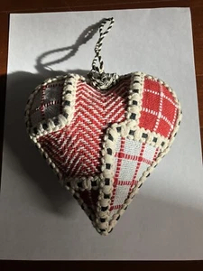 Mackenzie-Childs Cozy Christmas Patchwork Heart Ornaments, Set of 4, New - Picture 1 of 5