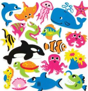 Aufkleber 3D Meer & Meerestiere Oktopus Hai Delfine - Kinder kreativ basteln - Bild 1 von 3