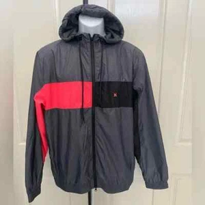 NEW wTag-HURLEY Gray/Pink Hooded Full Zip Windbreaker M - Picture 1 of 3