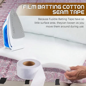 2 Rolls Fusible Batting Tape for Quilting White Seam Tape for Art Quitting Ba... - Picture 1 of 12