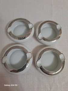 Vintage Fukagawa Porzellan Silber Flechtenmuster #917 einzelne Aschenbecher Set 4 - Bild 1 von 13