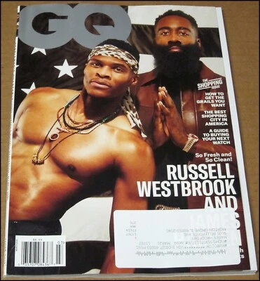 March 2020 GQ Magazine Russell Westbrook James Harden Brooks Koepka J Balvin - Image 1 of 4