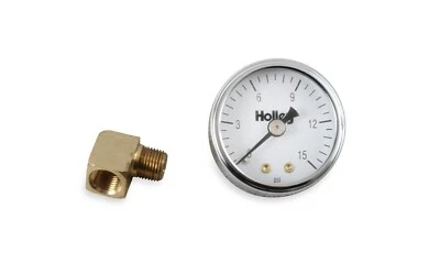 Holley Silver/White Background Analog Fuel Pressure Gauge Mechanical - 0-15 PSI - Image 1 of 4