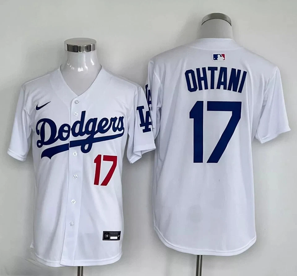 HOT Men's Shohei Ohtani #17 DODGERS Men's Jersey White Blue All Stitched - Image 1 of 4