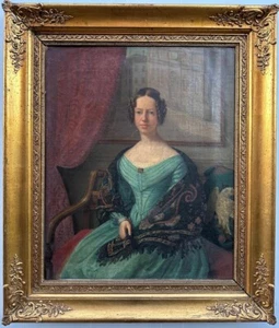 Johan Frederick Møller (Danish, 1797-1871) : Portrait of a Woman, oil on canvas - Picture 1 of 8