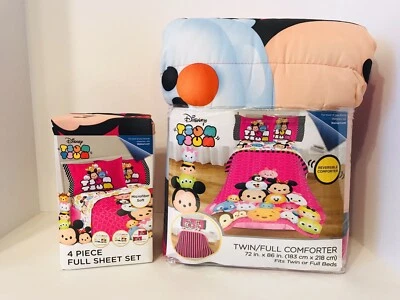 5 Piece Disney Tsum Tsum Reversible Comforter and Full Sheet Set Bedding Set NEW - Image 1 of 4