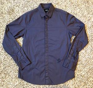 Guess Shirt Men Small Blue Button Up Down Long Sleeve Dress Oxford Embroidered G - Picture 1 of 16