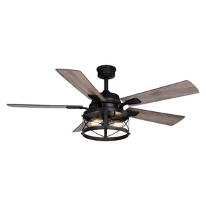 Vaxcel Elburn 2 Light 52" Ceiling Fan, Black/Wire Cage Shade - F0094 - Picture 1 of 1