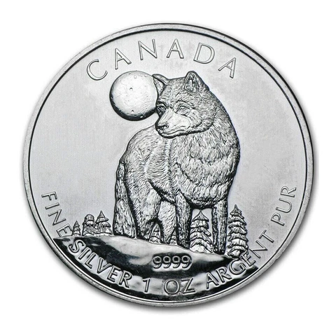 2011 $5 Canadian Silver Wildlife Series Timber Wolf 1 oz .9999 Fine Cover