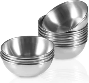 12 Pack 3.5Inch Stainless Steel Sauce Dishes Mini Individual Saucers Bowl round - Picture 1 of 7