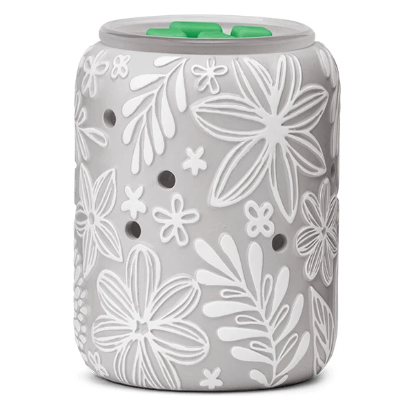 Scentsy Floral Ceramic Electric Wax Warmer 20W Gray Model 73486 Plug-In Dish