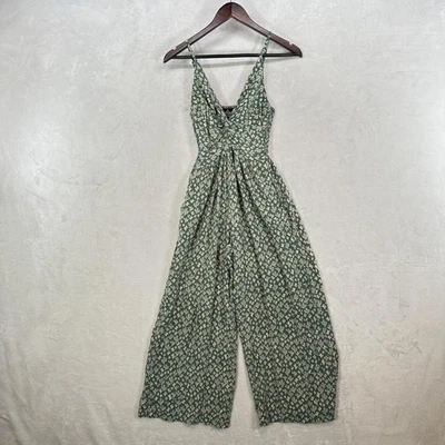 Mono vintage Angie para mujer mediano verde estampado de cactus pierna ancha calado boho Foto 1 de 4