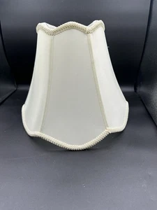 Pair Of Vintage Fabric Bell Scalloped Lamp Shade Cream Bottom 11"D 12" "H 7”D - Picture 1 of 8