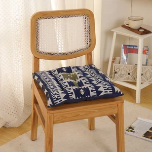 Cojín de asiento hecho a mano de algodón para silla Cojín de silla de comedor floral Cojín de asiento con corbata - Imagen 1 de 6