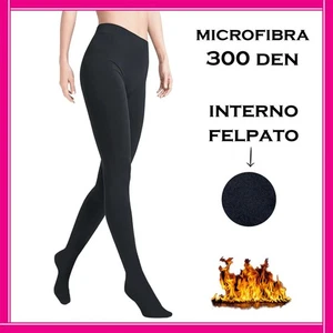 Collant Donna in Microfibra Coprente Felpato Calze Calzamaglia Termica Invernale - Foto 1 di 5
