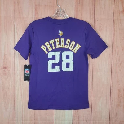 Camisa masculina roxa média time de futebol americano NFL Adrian Peterson #28 Minnesota Vikings - Imagem 1 de 4