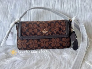 NWT Coach Outlet Etta Small Flap Shoulder Bag in Signature Chenille CCV65 - Picture 1 of 16