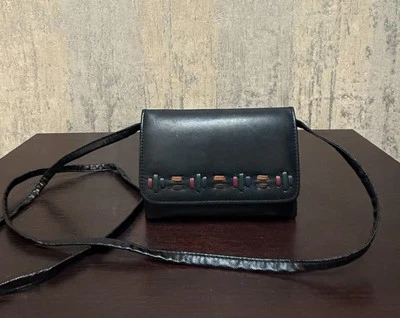 De Colección Charter Club Bandolera Cartera Bolso de Mano Cuero Negro Cintura Cinturón Bolso Cartera Foto 1 de 4